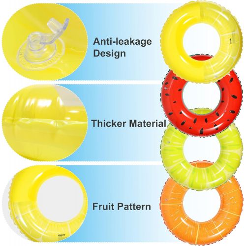  F FiGoal FiGoal 4 Pack Summer Swimming Float with Watermelon, Lime, Orange and Semi Circle Lemon Swimming Pool Ring Funny Pool Tube Toys for Summer Water Parties Outdoor Water Activities Su