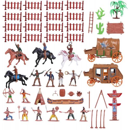  F Fityle West Cowboys and Indians Figures Kids Play Toys Life Scene Accessories for Children, Boys, Kids