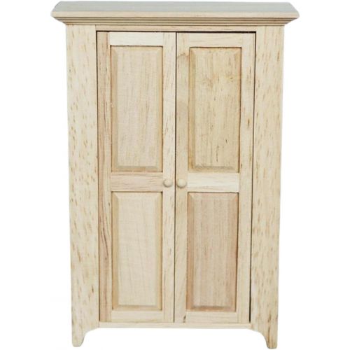  F Fityle Wooden Dollhouse Furniture Closet with 3 Shelves Double Open Wardrobe Closet Miniature House Furnishings Dollhouse Accessories - 1/12 Scale