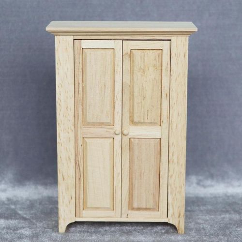  F Fityle Wooden Dollhouse Furniture Closet with 3 Shelves Double Open Wardrobe Closet Miniature House Furnishings Dollhouse Accessories - 1/12 Scale