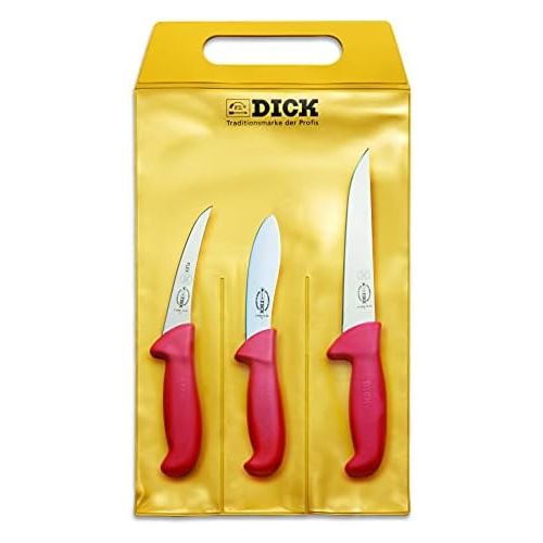  [아마존베스트]F. DICK ErgoGrip 82556100 3-Piece Knife Set Hunting Indoor (Boning Knife, Curved Blade 13 cm, Skinning Knife 15 cm, Cutting Blade 18 cm, HRC 56°)