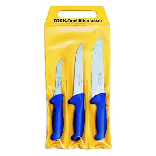  [아마존베스트]F. DICK Dick ErgoGrip 8255300 3-Piece Knife Set (Boning Knife 13 cm, Holding Knife 18 cm, Block Knife 21 cm, HRC 56°) Steel