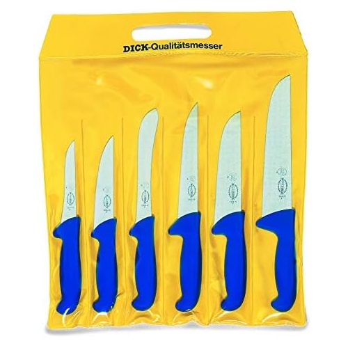  [아마존베스트]F. DICK ErgoGrip Knife Set 6 Pieces (Block Knife 18, 23 cm, Knife 15, Sorting Knife 18 cm, Boning Knife 13 cm, HRC 56°), Stainless Steel