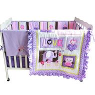 F.C.L Baby Girls Purple Crib Bedding Set with Bumper, 8 Piece