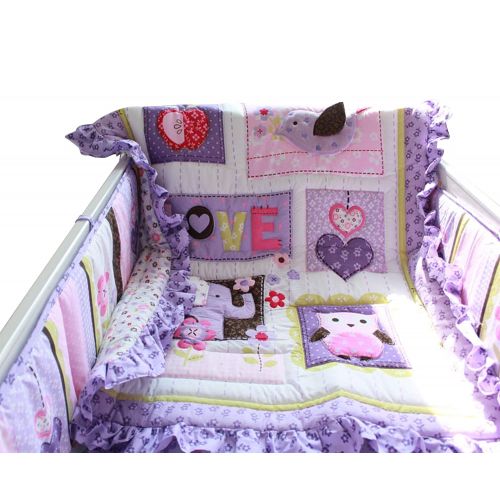  F.C.L Baby Girls Purple Crib Bedding Set with Bumper, 8 Piece