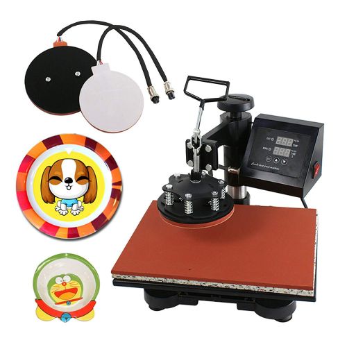  F2C 5 in 1 Professional Digital Transfer Sublimation Swing-Away 360-degree Rotation Heat Press Machine Hat/Mug/Plate/Cap/T-Shirt Multifunction Black