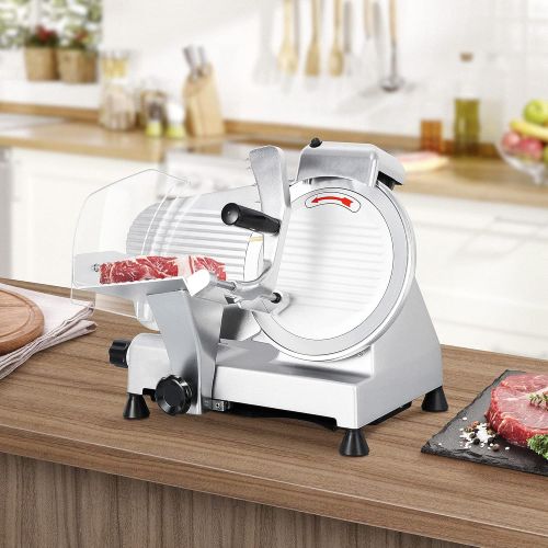  [아마존베스트]F2C Professional Stainless Steel Semi-Auto Meat Slicer Electric Food Slicer, Deli/Veggies, 240W 530 RPM (Model #01)