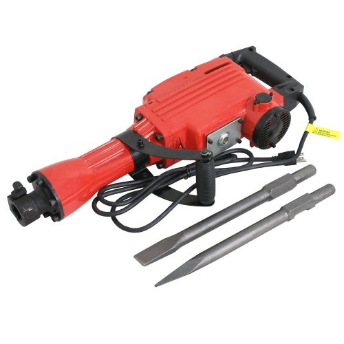  F2C 2200W Heavy Duty Electric Demolition Jack Hammer Concrete Breaker Power Tool Kit 2 Chisel 2 Punch Bit Set W/Case, Gloves