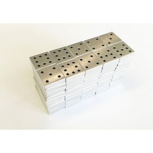  F2metalworks Double 9 Aluminum Dominoes with Black Dots - Standard Size Dominoes