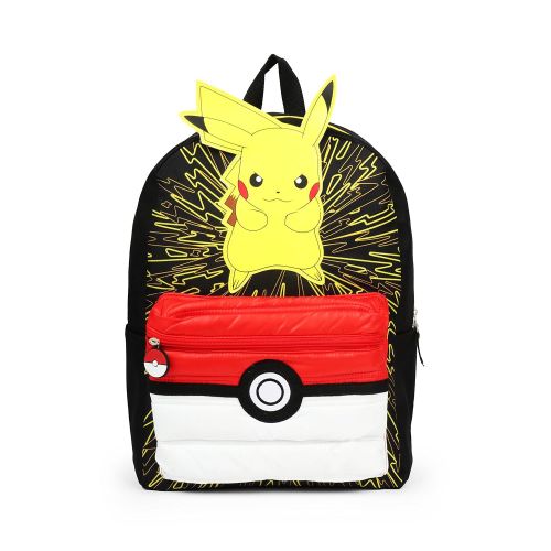  FAB Starpoint Pokemon 3D Pikachu with Puffd Pokeball Pocket Backpack School Bag