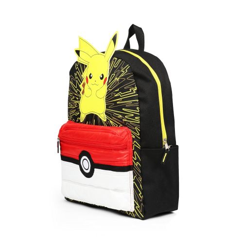  FAB Starpoint Pokemon 3D Pikachu with Puffd Pokeball Pocket Backpack School Bag