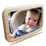 FACEKYO Baby Mirror for Car | Baby Car Mirror | Huge Wide-Angled Without Shaking |TPU Soft Frame | Whitle Oak Printing by Facekyo