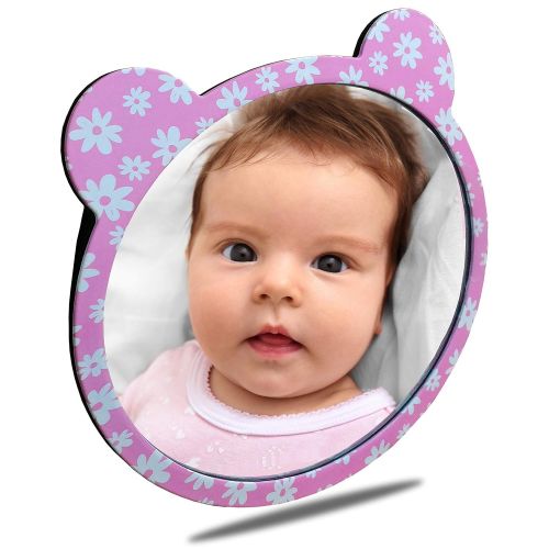  FACEKYO Facekyo Baby Mirror for Car | Baby Car Mirror | Baby Back Seat Mirror | Super Locking System with Daisy Printing