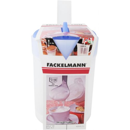  Fackelmann Milchaufschaumer und Messbecher, Milchkanne mit Deckel, Kuechenhelfer zur Herstellung von Milchschaum (Farbe: Transparent/Blau, Transparent/Braun - nicht frei wahlbar), M