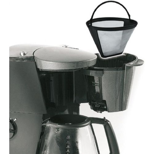  FACKELMANN Fackelmann Silberton Dauerkaffeefilter Nr. 4, Permanent Filter aus Edelstahlgewebe - fuer Kaffee & als Teesieb verwendbar (Farbe: Silber/Schwarz), Menge: 1 Stueck