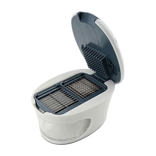  [아마존베스트]Fackelmann Easy Repair Garlic Shredder, Removable Container with Integrated Grater and 2-in-1 Insert, Secure Grip with Non-Slip Feet (Colour: White/Blue/Grey)