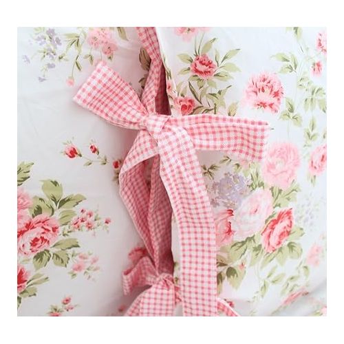  FADFAY Cotton Bed Sheets Set Shabby Rose Floral Print Sheet Bedding 4-Piece Twin Extra Long Size