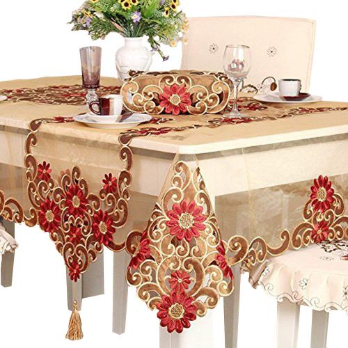  FADFAY Gold Table Cloth Embroidery Tablecloth European Royal Style Wedding Table Overlay