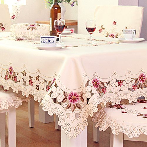  FADFAY European Rustic Tablecloth Handmade Table Cloth Rectangular Hollow Out Table Cover