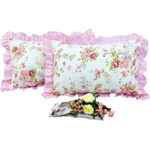  FADFAY Home Textile Pink Rose Floral Print Duvet Cover Bedding Set For Girls 4 Pieces Queen Size