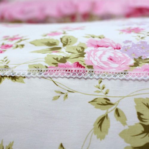  FADFAY Home Textile Pink Rose Floral Print Duvet Cover Bedding Set For Girls 4 Pieces Queen Size