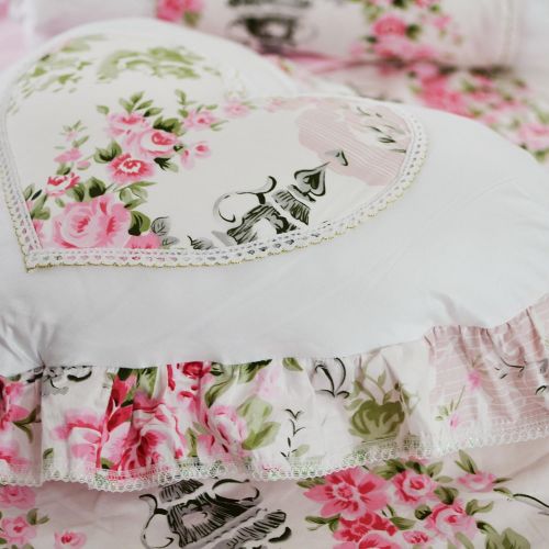  FADFAY Home Textile Pink Rose Floral Print Duvet Cover Bedding Set For Girls 4 Pieces Queen Size