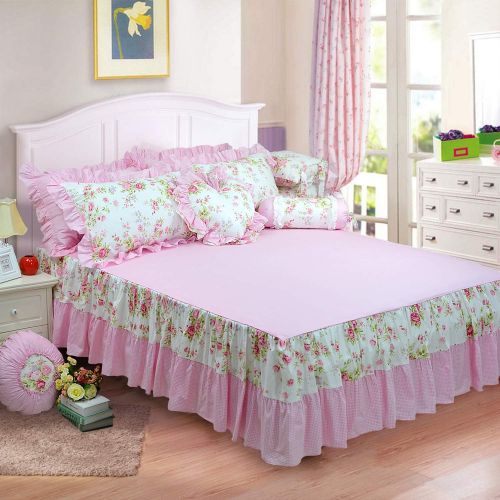  FADFAY Home Textile Pink Rose Floral Print Duvet Cover Bedding Set For Girls 4 Pieces Queen Size