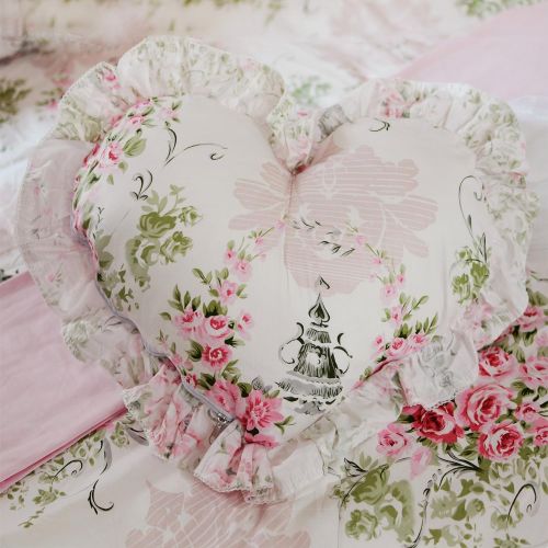  FADFAY Home Textile Pink Rose Floral Print Duvet Cover Bedding Set For Girls 4 Pieces Queen Size