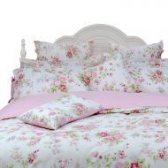 FADFAY Rose Floral Duvet Cover Set Pink Grid Cotton Girls Bedding with Hidden Zipper Closure 3 Pieces, 1duvet Cover & 2pillowcases,Twin XL Size