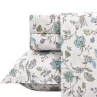 FADFAY Sheet Set Twin Farmhouse Bedding Vintage Bedding Shabby Floral Bedding 100% Cotton Super Soft Hypoallergenic Blue and White Deep Pocket Fitted Sheet 4-Pieces Twin Size