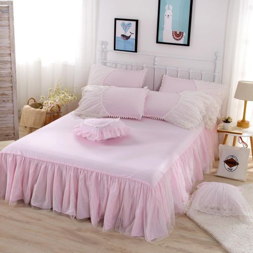  FADFAY Home Textile,Beautiful Korean Lace Bedding Sets,Luxury Girls Purple Lace Ruffle Bedding Sets,Romantic Princess Wedding Bedding Set,Girls Fairy Bedding Sets Full Size