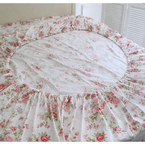  FADFAY Shabby Rose Floral Duvet Cover Pink Plaid Girls Bedding Set 100% Cotton Hypoallergenic Bed Sheet Set,7Pcs (1 Duvet Cover +1 Fitted Sheet+ 1 Flat Sheet +2 Standard+2 King Pil