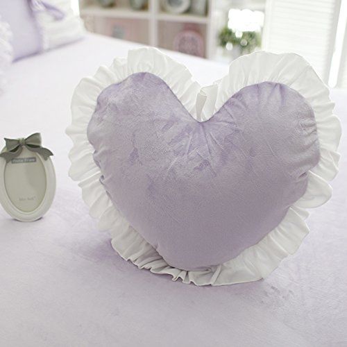  FADFAY Cute Girls Short Plush Bedding Set Romantic White Ruffle Duvet Cover Sets 4-Piece,Purple Full