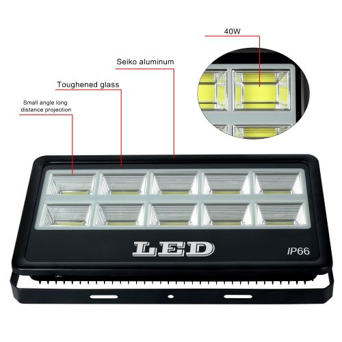  FAISHILAN 400W LED Flood Light, Super Bright Outdoor IP66 Waterproof Floodlight, 40000Lm, 6500K for Garage, Garden, Lawn and Yard