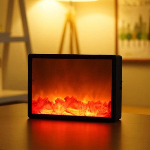  FAKEME Fireplace Lantern Tabletop Flameless LED Lamp Lantern for Indoor Outdoor Decorative Home Lantern Light - Rectangle