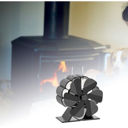  FAKEME Silent 6 Blades Heat Powered Stove Fan Comfortable Heat Distribution Fan 4.9 Inches Height Air Burning for Wood/Pellet/Home/Log Burner/Fireplace