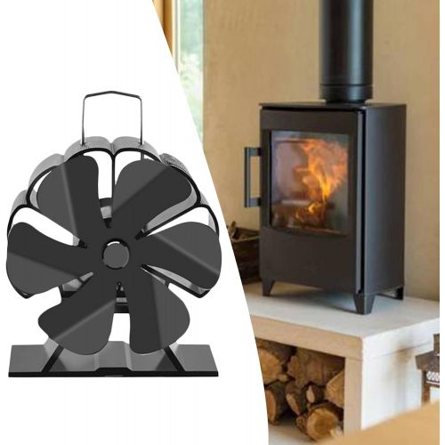  FAKEME Silent 6 Blades Heat Powered Stove Fan Comfortable Heat Distribution Fan 4.9 Inches Height Air Burning for Wood/Pellet/Home/Log Burner/Fireplace