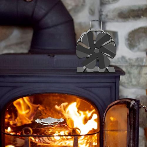  FAKEME Silent 6 Blades Heat Powered Stove Fan Comfortable Heat Distribution Fan 4.9 Inches Height Air Burning for Wood/Pellet/Home/Log Burner/Fireplace