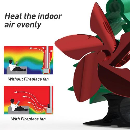  FAKEME Heat Powered Fireplace Fan Christmas Tree Stove Fan Burner Eco Efficient Max 310CFM for Wood