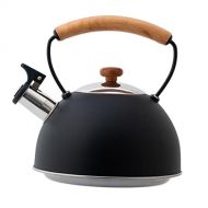 FAKEME Stove Top Tea Kettle with Wood Pattern Anti Scald Handle Stainless Steel Teapot for All Kitchen Stove Top/Induction Gas Electric Applicable