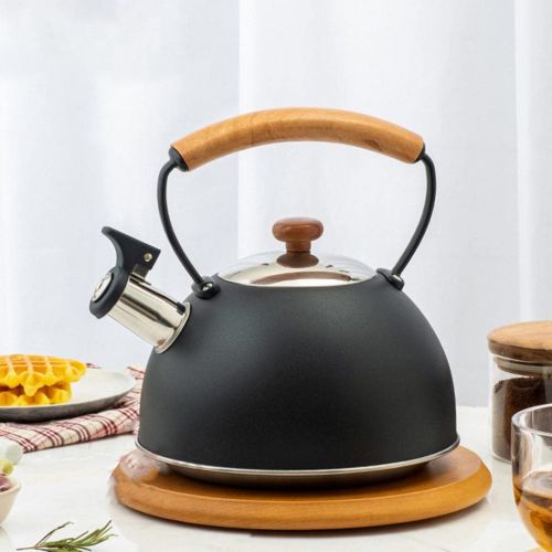  FAKEME Stove Top Tea Kettle with Wood Pattern Anti Scald Handle Stainless Steel Teapot for All Kitchen Stove Top/Induction Gas Electric Applicable