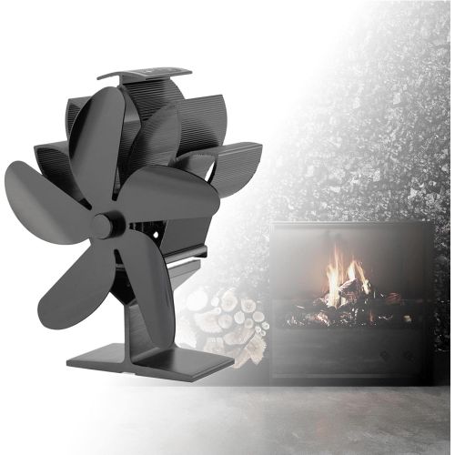  FAKEME 2X Powered Stove Fan, 5 Blade Fireplace Fan for Wood/Log Burner/Fireplace,Eco Friendly and Efficient Wood Stove Free Standing Fan