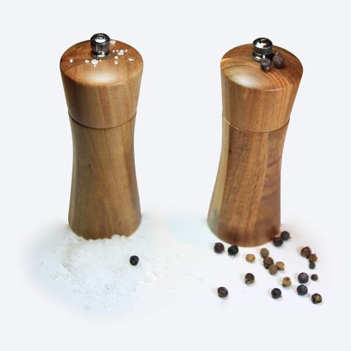  FALKENBACH Salz- & Pfeffermuehle aus Akazienholz mit Keramikmahlwerk (Muehlenset)