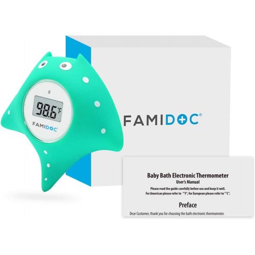  [아마존베스트]Baby Bath Thermometer with Room Thermometer - Famidoc FDTH-V0-22 NEW Upgraded Sensor Technology for Baby Health Bath Tub Thermometer Floating Toy Thermometer (Blue)