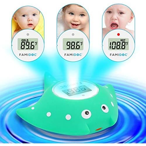  [아마존베스트]Baby Bath Thermometer with Room Thermometer - Famidoc FDTH-V0-22 NEW Upgraded Sensor Technology for Baby Health Bath Tub Thermometer Floating Toy Thermometer (Blue)