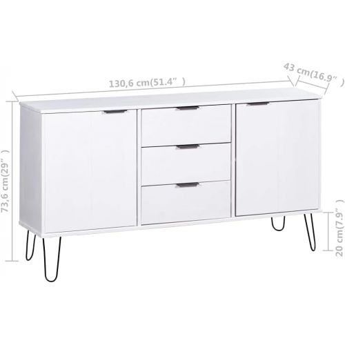  FAMIROSA Sideboard New York Range White Solid Pine Wood