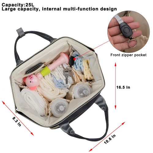  [아마존베스트]FANCYOUT Diaper Bag Backpack with USB Charging Port and Stroller Straps, Maternity Nappy Bag with Insulated Feeding Bottle Pockets & Changing Pad Pocket, Waterproof Travel Backpack (Dark Gr