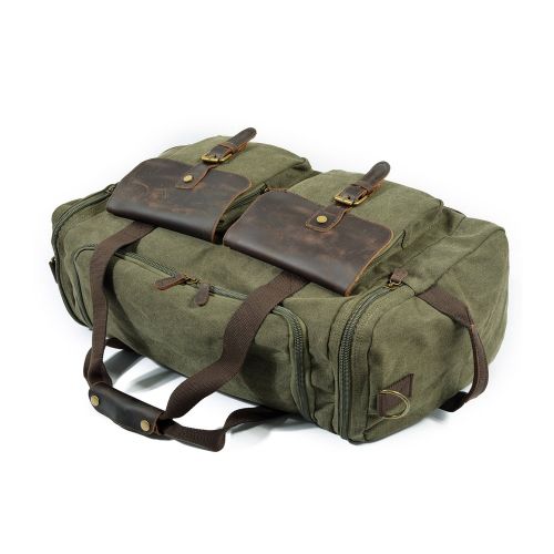  FANDARE Duffle Bag Travel Tote Duffel Weekend Bag Handbag Luggage Leather Canvas
