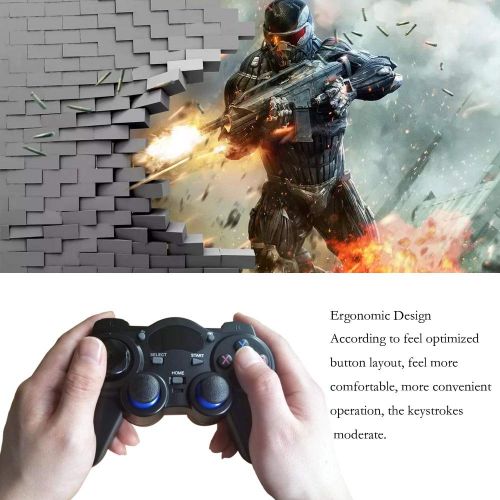  [아마존베스트]RIBOXIN USB Wireless Gaming Controller Gamepad for PC/Laptop Computer(Windows XP/7/8/10) & PS3 & Android & Steam - [Black] (Black)