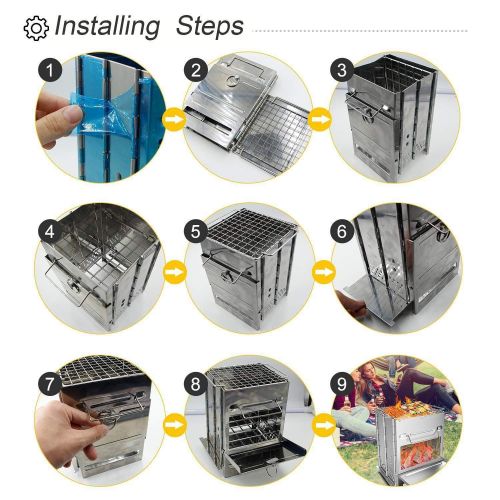  FANEO Portable Outdoor Mini Barbecue Stove Stainless Steel Folding Furnace Backpacking & Camping Stoves